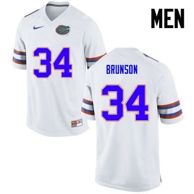 Men's Florida Gators #34 Lacedrick Brunson NCAA Nike White Authentic Stitched College Football Jersey CFM5662VR